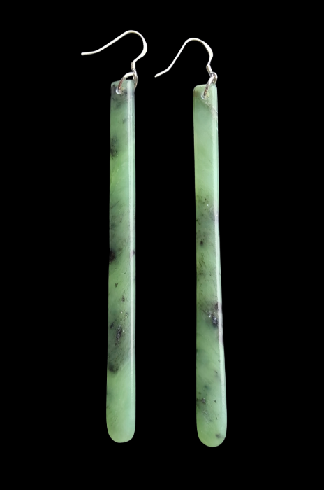 NZ Greenstone Earrings 103mm (very long) #ASE300 Main image