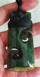NZ Flower Jade Greenstone Toki With Double Koru #FJB