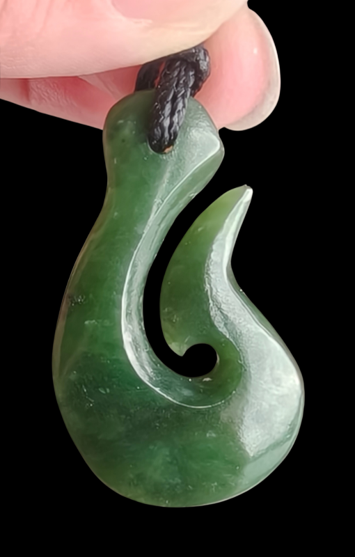 NZ Greenstone Hook Pendant - 40mm - #11 Main image