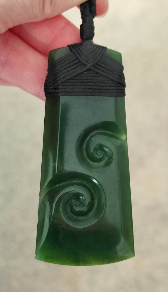 NZ Greenstone Toki With Double Koru #18 Main image
