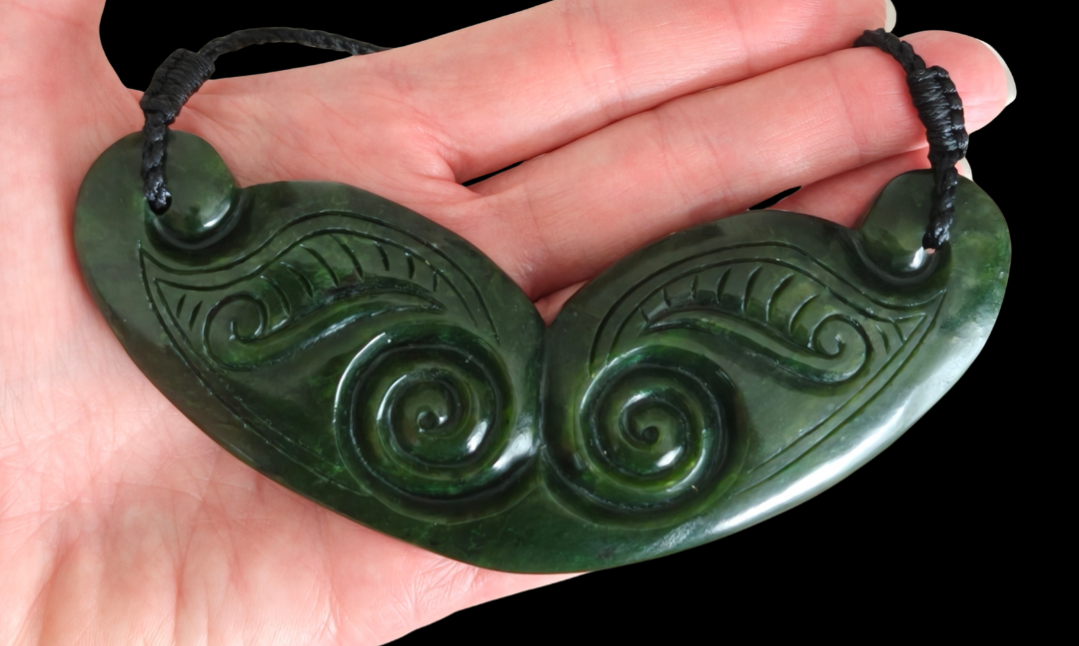 NZ Greenstone Breast Plate Koru Design 119mm #04 Secondary image