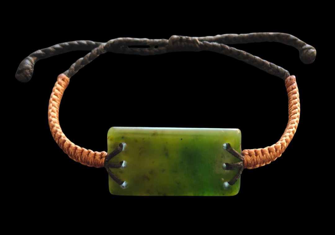 NZ Pounamu Greenstone Cord Bracelet #07J Main image