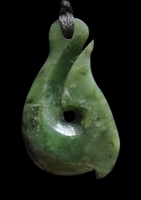NZ Greenstone Hook Pendant - 45mm #52 Main image