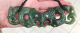 NZ Greenstone Double Manaia Breast Plate 135mm #01