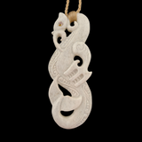 Manaia Whalebone Carving - NZ Made by Alex Sands #AS49W