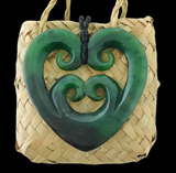 NZ Greenstone Large 4 Koru Heart - 62mm #05B