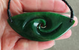 NZ Greenstone Oval Koru Design 81mm #21