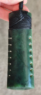 NZ Greenstone Toki With Notches 115mm #22