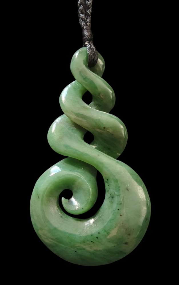 NZ Greenstone X-Large Quadruple Twist with Koru - 90mm #95 Main image