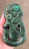 NZ Greenstone Extra Large Sideways Tiki Carving - 123mm #39L-S3
