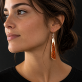 Bone Drop Earrings With Stained Finish 75mm #17