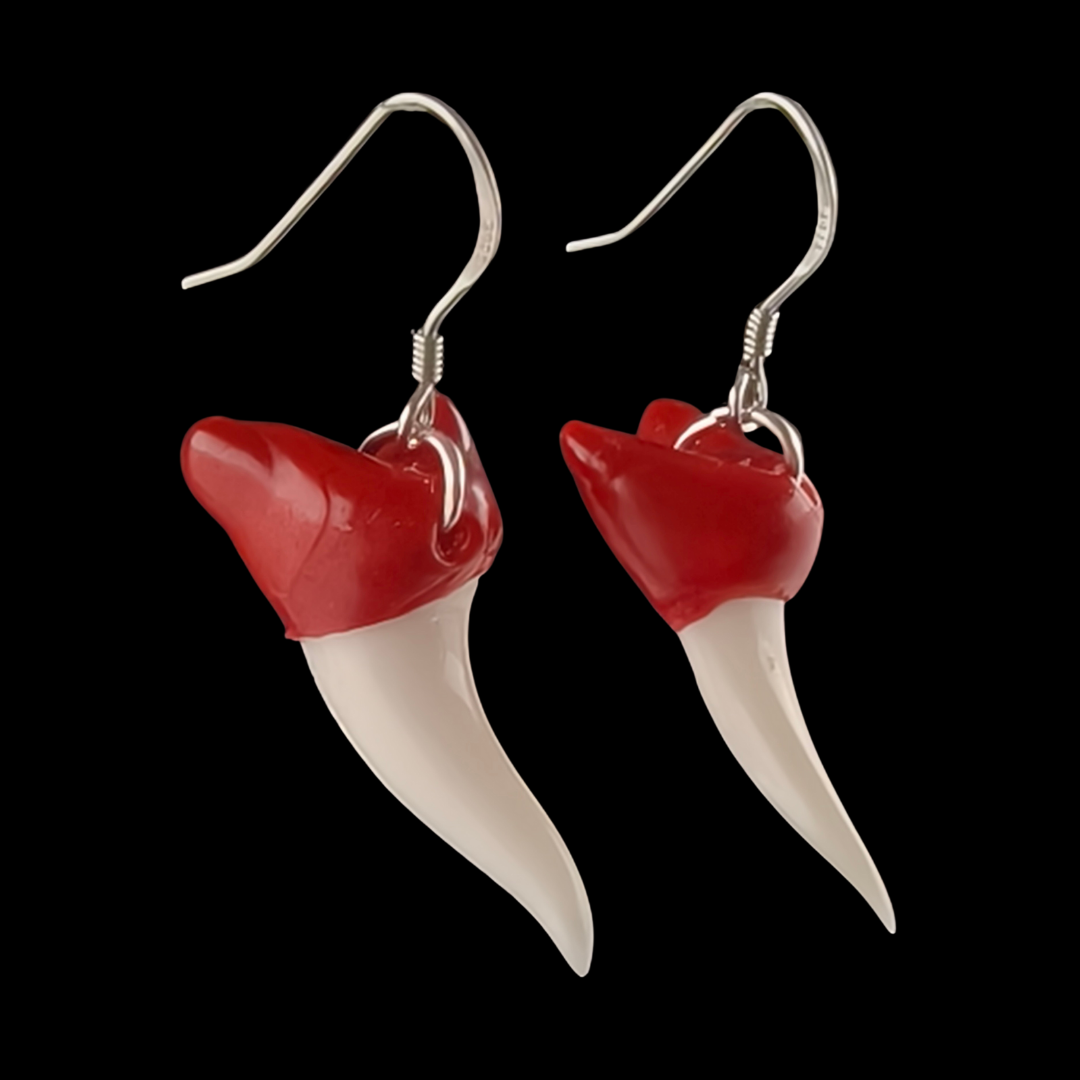 Wax Capped Mako Shark Teeth Earrings #365 - Alex Sands Secondary image