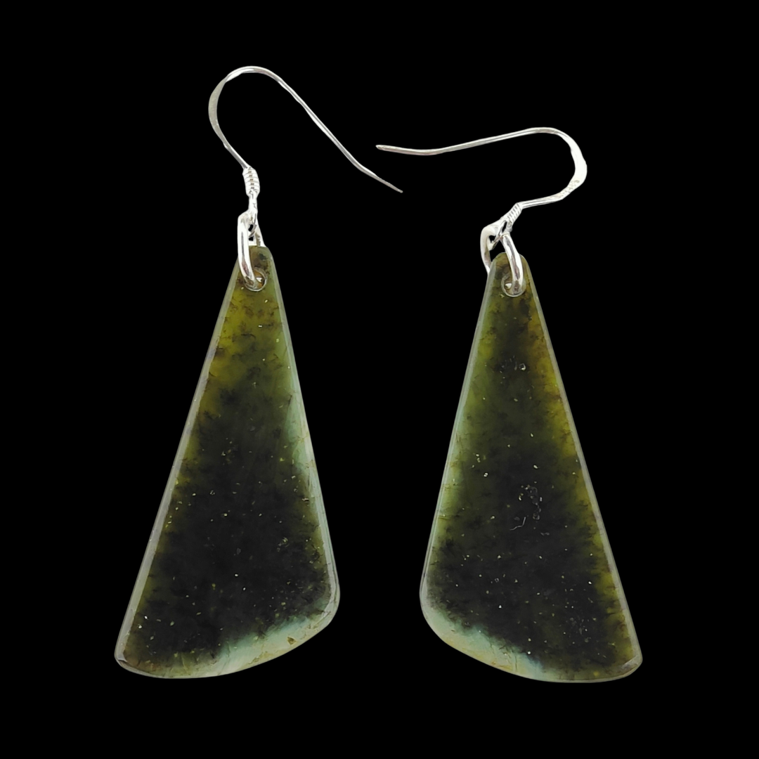 NZ Greenstone Earrings 62mm #AS104 Main image