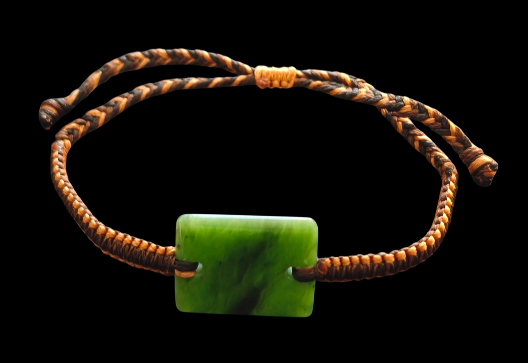 NZ Pounamu Greenstone Cord Bracelet #06E Main image