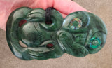 NZ Greenstone Extra Large Sideways Tiki Carving - 123mm #39L-S3