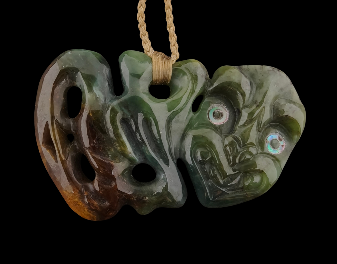 NZ Greenstone Hei Tiki - Carved By Yuki Tanaka #AS404 Main image