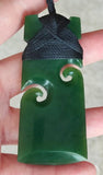 NZ Greenstone Large Toki/Adze with Double Koru #92B