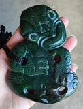 NZ Greenstone Extra Large Sideways Tiki Carving - 125mm #39LS-2