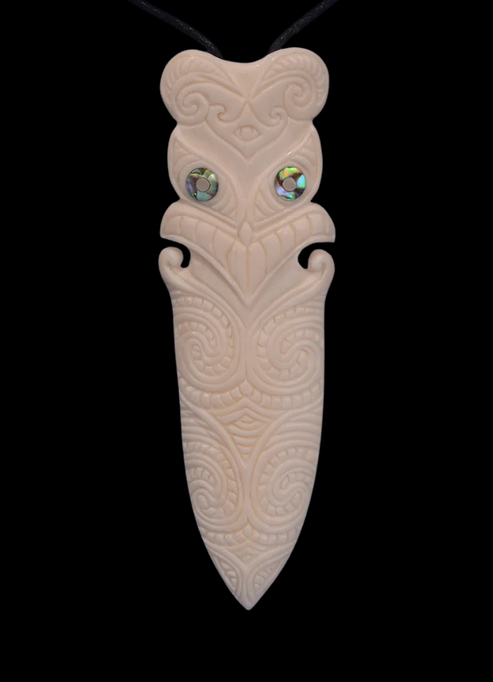 Taiaha Head Bone Carving Pendant #02