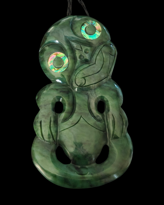 NZ Greenstone Extra Large Tiki Carving - 124mm #39L-E Main image