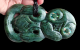 NZ Greenstone Extra Large Sideways Tiki Carving - 125mm #39L-S2