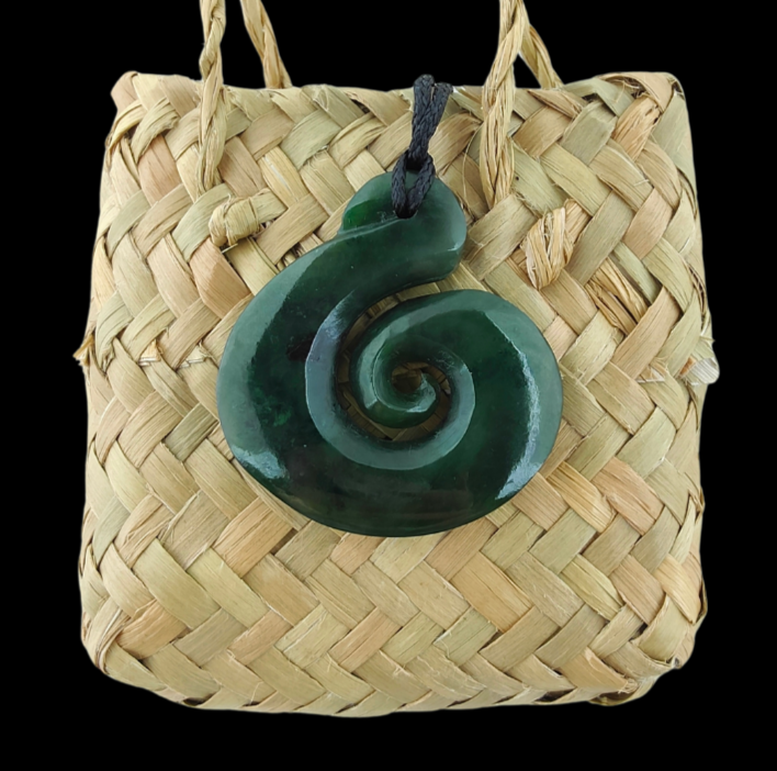 NZ Greenstone Koru Carving 38mm Main image