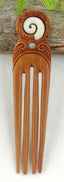 Heru Wood, Bone And Paua Koru Carving - Comb Hair Piece - VA04*