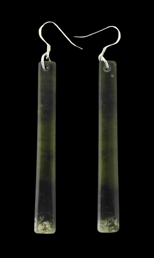 NZ Greenstone Earrings 70mm #AS127* Main image