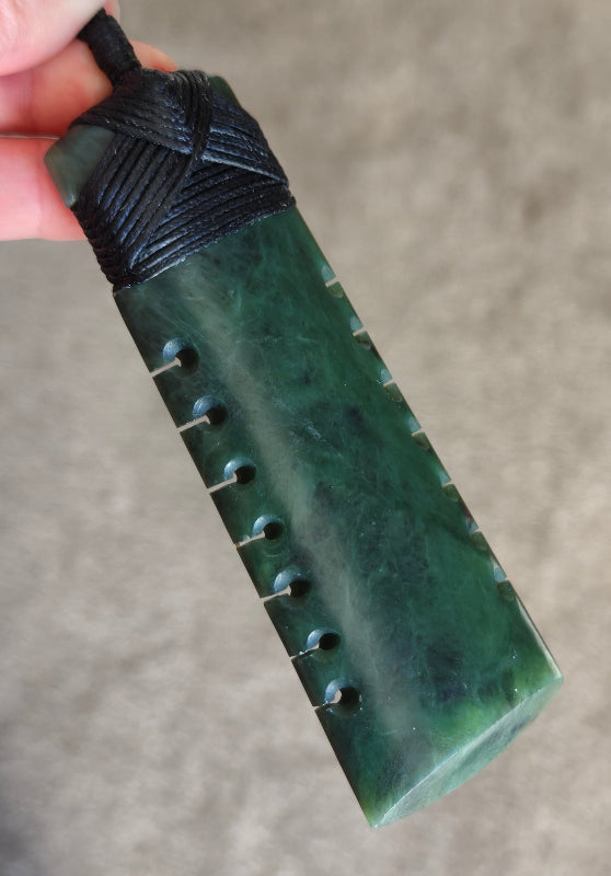 NZ Greenstone Toki With Notches 115mm #22 Secondary image