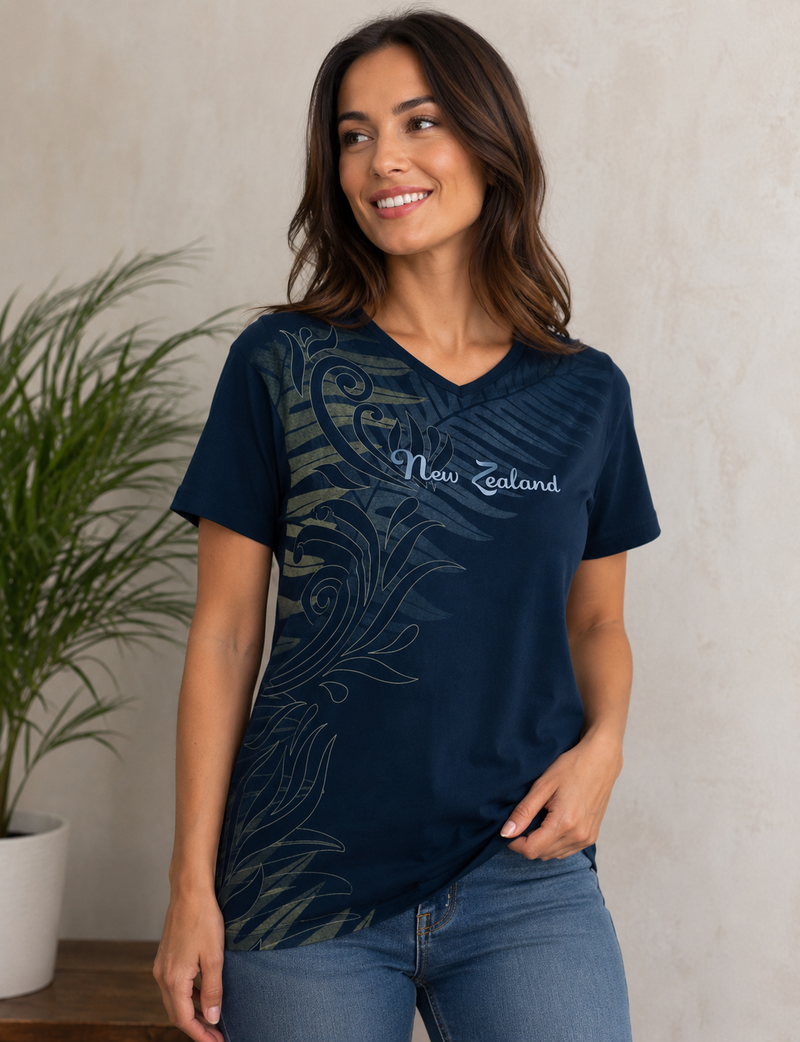 Ladies Fitted T-Shirt - Ferns & Koru