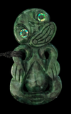 NZ Greenstone Extra Large Sideways Tiki Carving - 123mm #39L-S2