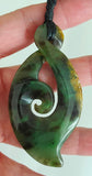 NZ Flower Jade Greenstone Twist With Koru #FJJ