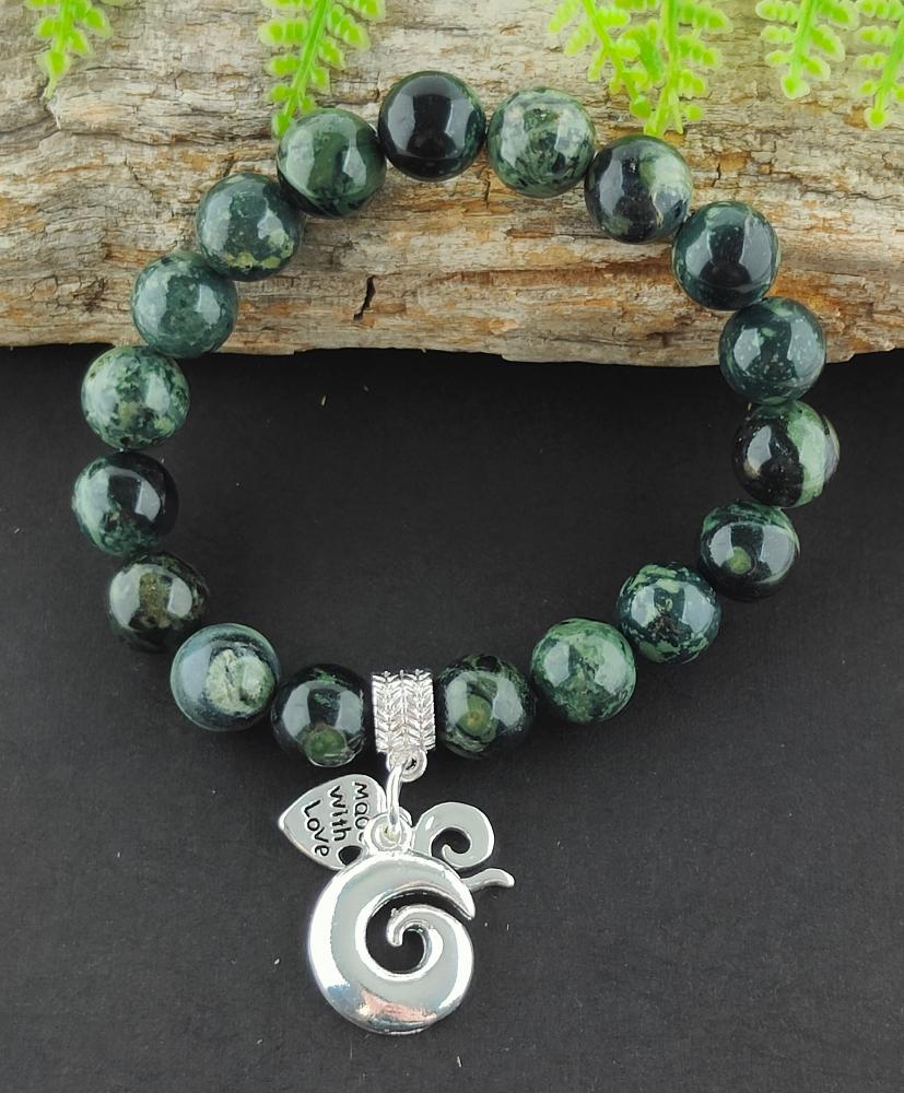 Nephrite Jade Bracelet With Koru Charm Main image