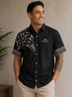 Men's Maori Design Shirt - Kia Kaha - Black