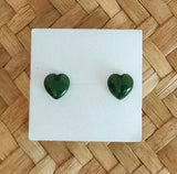 Jade Heart Stud Earrings