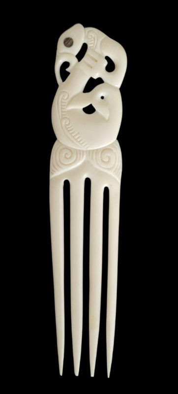 Heru Manaia Bone Carving - Extra Large Comb Hair Piece #14