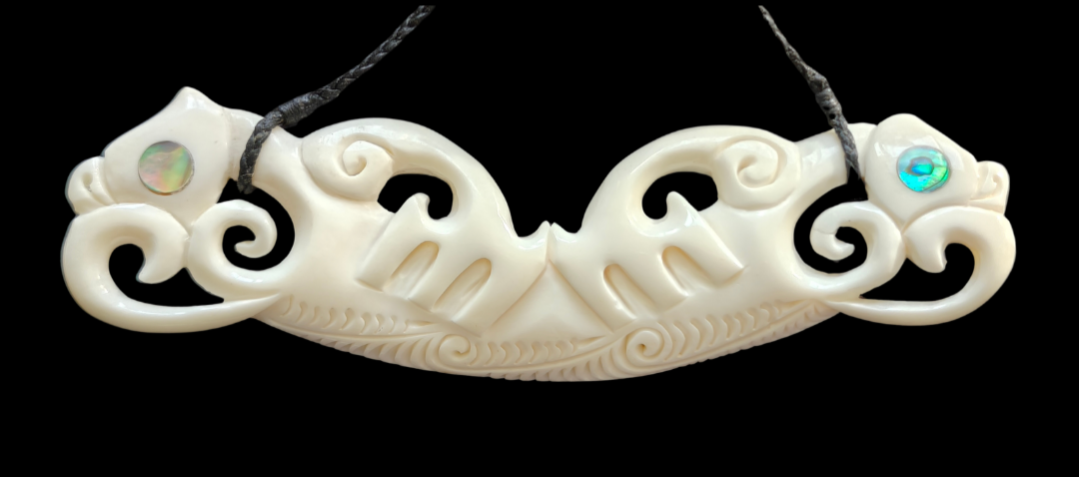Manaia Breast Plate Bone Carving Necklace - 145mm #8