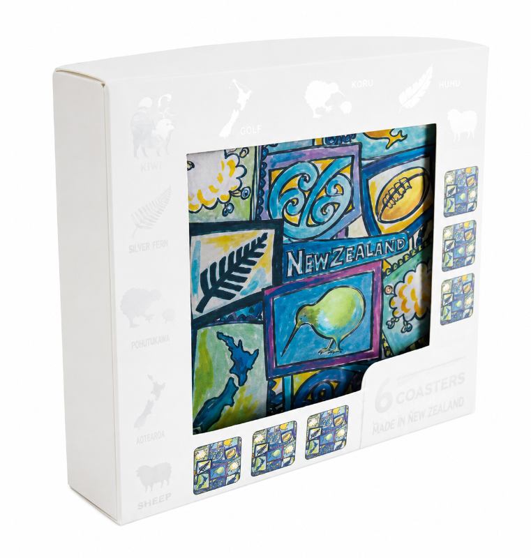 6 Pack NZ Icons Foil Coaster Set