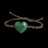 NZ Pounamu Greenstone Heart Cord Bracelet #09