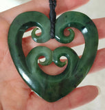 NZ Greenstone Large 4 Koru Heart - 62mm #05-D