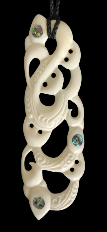 Manaia Bone Carving Necklace - 145mm - Carved by Joseph, NZ - #39 Main image
