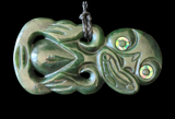 NZ Greenstone Extra Large Sideways Tiki Carving - 123mm #39L-S4