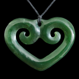 NZ Greenstone Heart 2 Koru - Carver: Aden Hoglund #AH30