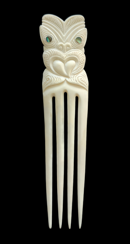 Heru Mask Bone Carving - Extra Large Comb Hair Piece #16 Main image