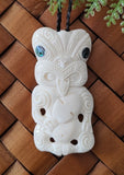 Bone Tiki With Patu Carving - 68mm #002