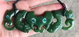 NZ Greenstone Double Manaia Breast Plate 128mm #01-B