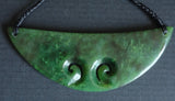 NZ Greenstone Double Koru Breast Plate Pendant #11-A