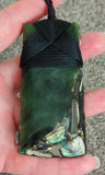 NZ Greenstone And Paua Double Sided Toki - NZ Made #90