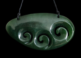 NZ Greenstone Oval 3 Koru - Carver: Aden Hoglund #AH36