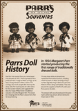 Advertisement for Parr's Dolls with historical text and images of dolls.
